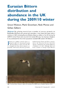 Eurasian Bittern Distribution and Abundance in the UK During the 2009/10 Winter Simon Wotton, Mark Grantham, Nick Moran and Gillian Gilbert