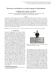 Measuring Lexical Similarity Across Sign Languages in Global Signbank