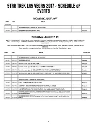 SCHEDULE of EVENTS