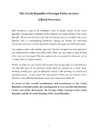 The Czech Republic's Foreign Policy in 2011: a Brief Overview