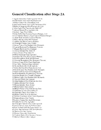 General Classification After Stage 2A