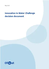 Innovation in Water Challenge Decision Document Innovation in Water Challenge Decision Document