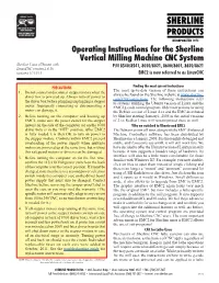 Operating Instructions for the Sherline Vertical Milling Machine CNC System
