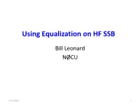 Using Equalization on HF SSB