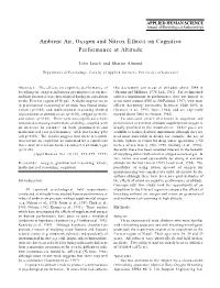 Ambient Air, Oxygen and Nitrox Effects on Cognitive Performance at Altitude