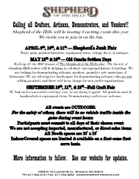 Calling All Crafters, Artisans, Demonstrators, and Vendors!! More Information to Follow. See Our Website for Updates