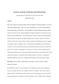 Systems Analysis As Infrastructural Knowledge