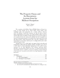 The Property Clause and Its Discontents: Lessons from the Malheur Occupation