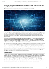 Zero-Day Vulnerability in Desktop Window Manager (CVE-2021-28310) Used in the Wild | Securelist