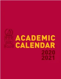 Academic Calendar 2020–2021