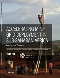 Accelerating Mini-Grid Deployment in Sub-Saharan Africa: Lessons from Tanzania I Design and Layout By: Jenna Park Jenna@Flotation9.Net TABLE of CONTENTS