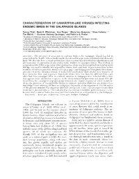 Characterization of Canarypox-Like Viruses Infecting Endemic Birds in the Galaâ Pagos Islands