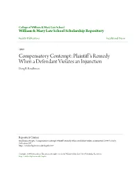 Compensatory Contempt: Plaintiff's Remedy When a Defendant Violates an Injunction