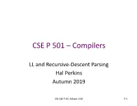 CSE P 501 – Compilers
