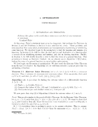 OPTIMIZATION 1. Optimization and Derivatives