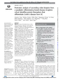 Proteomic Analysis of Ascending Colon Biopsies from a Paediatric