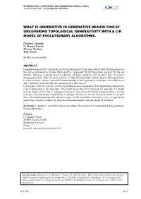 Uncovering Topological Generativity with a Ck Model of Evolutionary