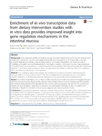 Enrichment of in Vivo Transcription Data from Dietary Intervention