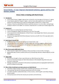 China's Role in Dealing with North Korea
