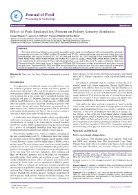 Effect of Pork Rind and Soy Protein on Polony Sensory Attributes Crispen Mapanda1,2, Louwrens C