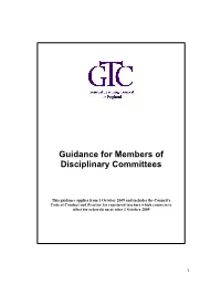 Guidance for Members of Disciplinary Committees