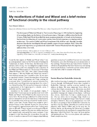 My Recollections of Hubel and Wiesel and a Brief Review of Functional Circuitry in the Visual Pathway