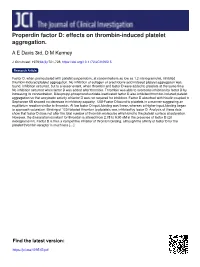Properdin Factor D: Effects on Thrombin-Induced Platelet Aggregation