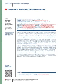 Anesthesia for Interventional Cardiology Procedures