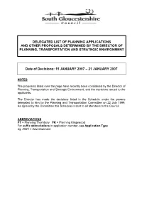 Delegated List of Planning Applications and Other Proposals Determined by the Director of Planning, Transportation and Strategic Environment