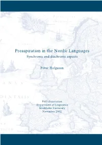 Preaspiration in the Nordic Languages Synchronic and Diachronic Aspects