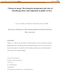 Reviewing the Background and Value of Introducing Choice and Competition in Public Services