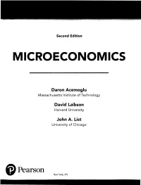 Second Edition MICROECONOMICS Daron Acemoglu Massachusetts