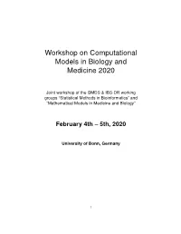 Workshop on Computational Models in Biology and Medicine 2020