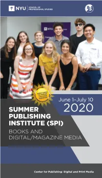 2020 Summer Publishing Institute (SPI)