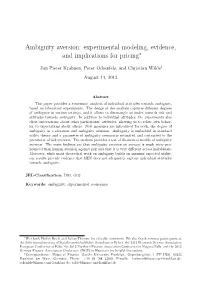 Ambiguity Aversion: Experimental Modeling, Evidence, and Implications for Pricing∗