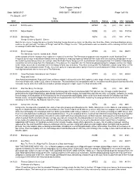 09/30/2017 Daily Program Listing II 08/02/2017 Page 1 of 118 Start Title Fri, Sep 01, 2017 Subtitle Ster