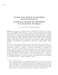 Average-Case Analysis of Algorithms and Data Structures L’Analyse En Moyenne Des Algorithmes Et Des Structures De Donn�Ees