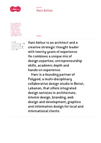 Hani Asfour Is an Architect and a Creative Strategic Thought Leader
