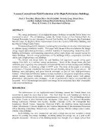 Lessons Learned from Field Evaluation of Six High-Performance Buildings