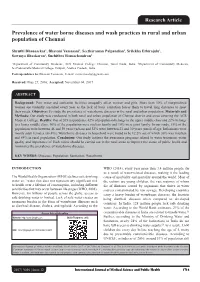 Prevalence of Water Borne Diseases and Wash Practices in Rural and Urban Population of Chennai