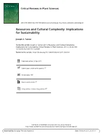 Resources and Cultural Complexity: Implications for Sustainability
