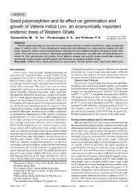 Seed Polymorphism and Its Effect on Germination and Growth of Vateria Indica Linn