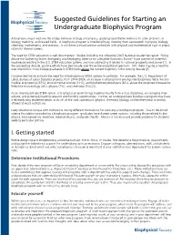 Suggested Guidelines for Starting an Undergraduate Biophysics Program