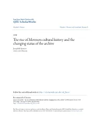 The Rise of Mormon Cultural History and the Changing Status of the Archive Joseph M