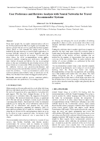 User Preference and Reviews Analysis with Neural Networks for Travel Recommender Systems