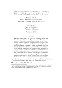 Did Monetary Forces Cause the Great Depression? a Bayesian VAR Analysis for the U.S