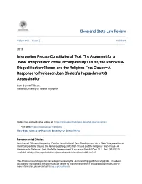 Interpreting Precise Constitutional Text: the Argument for a “New”