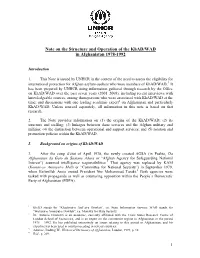 Note on the Structure and Operation of the Khad/WAD in Afghanistan 1978-1992