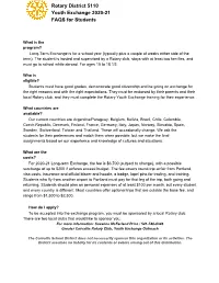 Rotary District 5110 Youth Exchange 2020-21 FAQS for Students