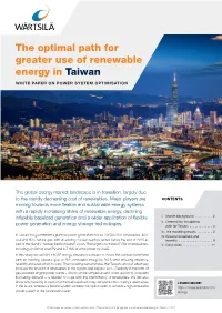 The Optimal Path for Greater Use of Renewable Energy in Taiwan WHITE PAPER on POWER SYSTEM OPTIMISATION
